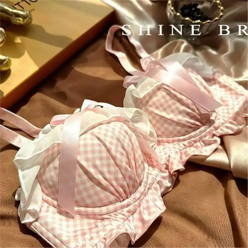 Sexy Lace Polka Dot Thin Bra Set Small Chest Gathered Collection of Accessory Breasts Comfortable Underwire Underwear Set — image 5