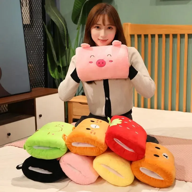Soft Pink Bear Children's Plush Pillows Hand Warmers Gloves Adults Cartoon Nap Pillows Cushions Creative Hand Warmers Plush Gift — image 7