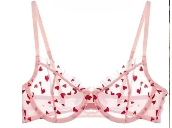 Women Heart Pattern Lace Underwire Bra Set Light Mesh Support Daily Intimates Lingerie Underwear Size 32‑38AB Women — image 9