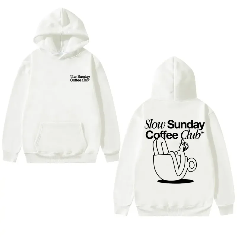 Unisex Slow Sunday Coffee Club Hoodie Pullover Lustiges Meme Vintage Casual Streetwear Sweatshirt, mehrere Farben erhältlich — image 3
