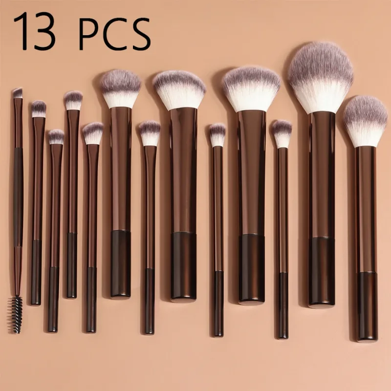 13 pcs Makeup Brush Set Dense Bristles Aluminum Alloy Handle Suitable for All Skin Types