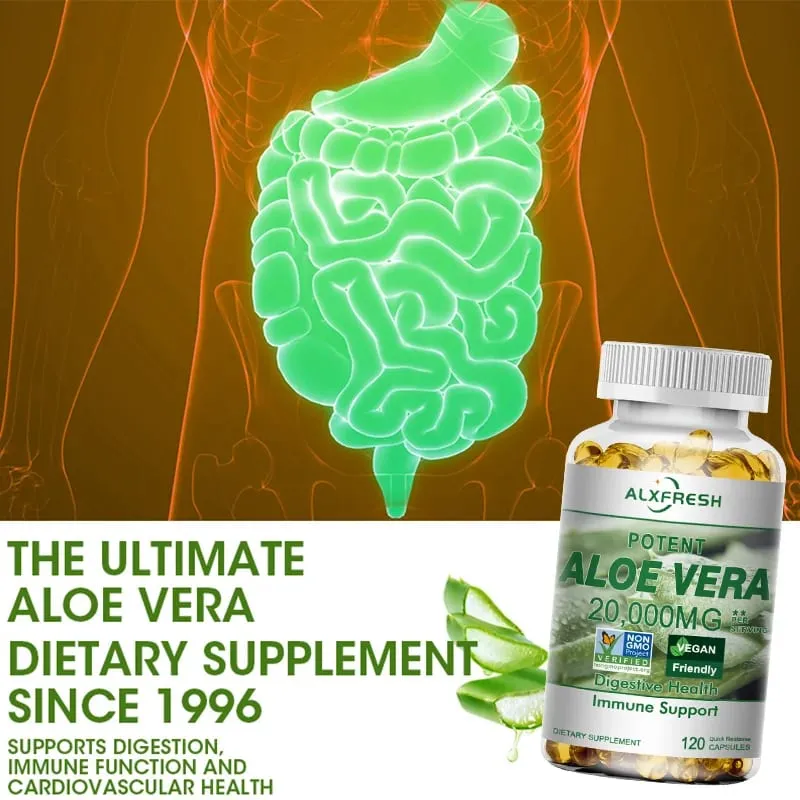 Aloe Vera Capsules Improve Digestive Health Soothe The Intestines Provide Antioxidant Detoxifying Effects Promote Skin Health