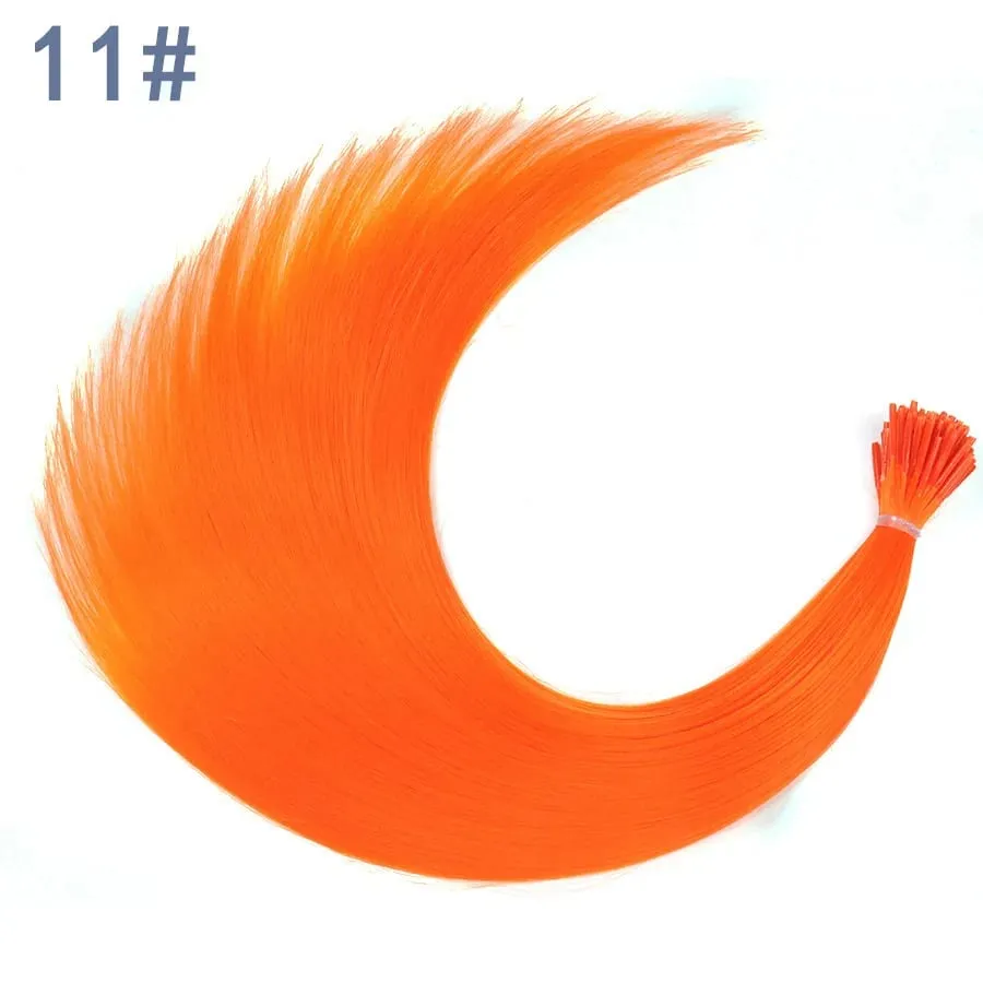 50 Strands/Pack Synthetic Colored I-Tip Stick Hair Extensions Straight Hair 16 Inch For Women High Temperature Fiber Hairpieces — image 17