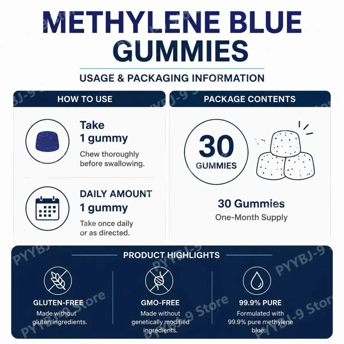 Methylene Blue Gummies with Benfotiamine Alpha Lipoic Acid Vitamin B6 & B12 for Mental Clarity and Nerve Health - 30 Gummies — image 7
