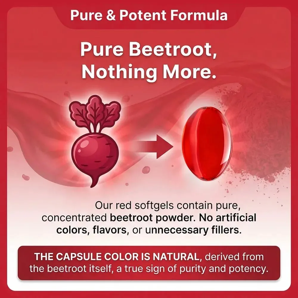 Beetroot Capsules - Supports Digestive Immunity Health Improves Energy Athletic Performance Non-GMO Gluten-free