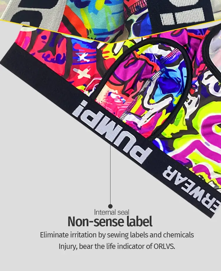 1 adet erkek pamuk naylon karışımı Boxer külot her yerinde Graffiti baskı geniş elastik kemer sıkı olmayan moda spor iç çamaşırı — image 12