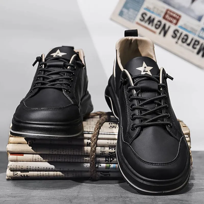 Spring Summer Men Sneakers Breathable Casual Board Shoes Platform Chunky Slip-On Lightweight Walking Footwear Trendy Male