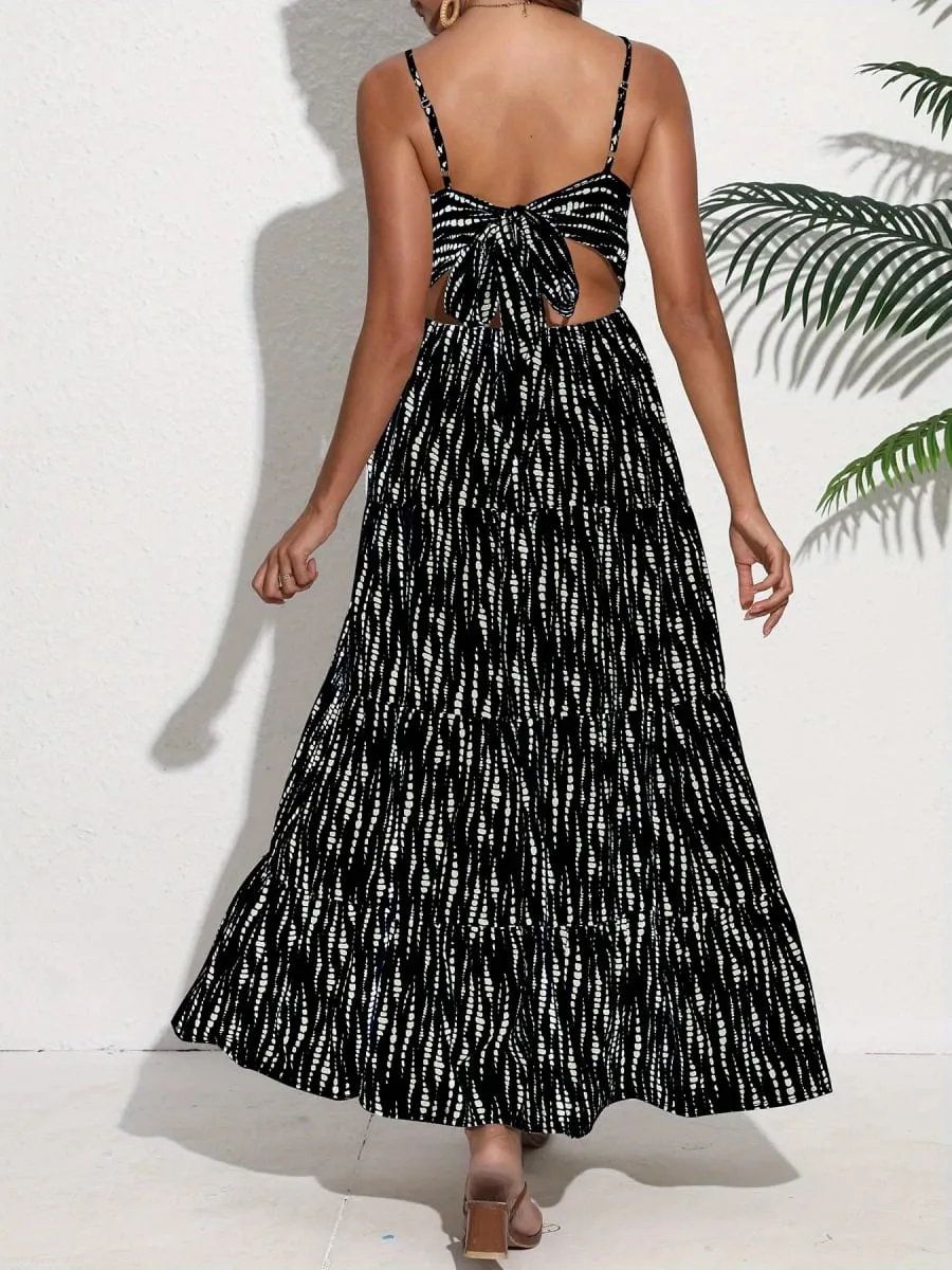 Women's Bohemian-Style Spaghetti Strap Wrap Dress with Lace-Up Back – Long Dress for Vacations and Getaways — image 3