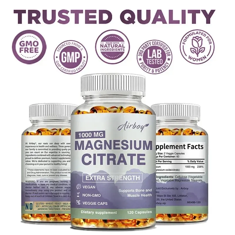Magnesium Citrate - Supplement para sa Stress Relaxation Bone Sleep Kalusugan ng Puso Nerve Muscle at Metabolism