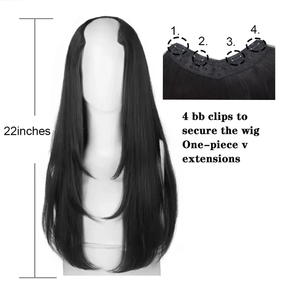 Synthetic Traceless Invisible U-shaped Long Curly Hair With Inner Buckle Extension Wig For Girl Daily Party Christmas Halloween
