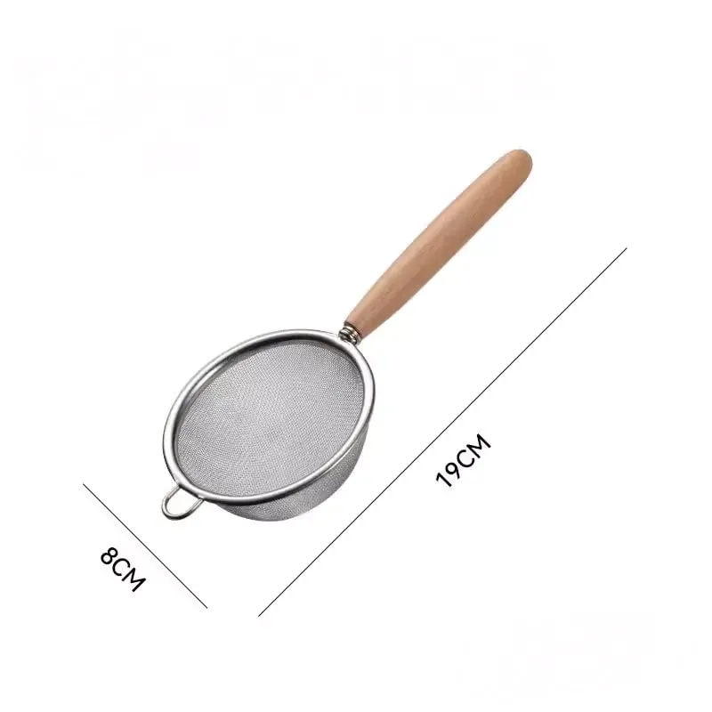 1-3pcs Wooden Handle Flour Sifter And Strainer Fine Mesh Stainless Steel for Home Baking Cooking Juice And Powder Filtering