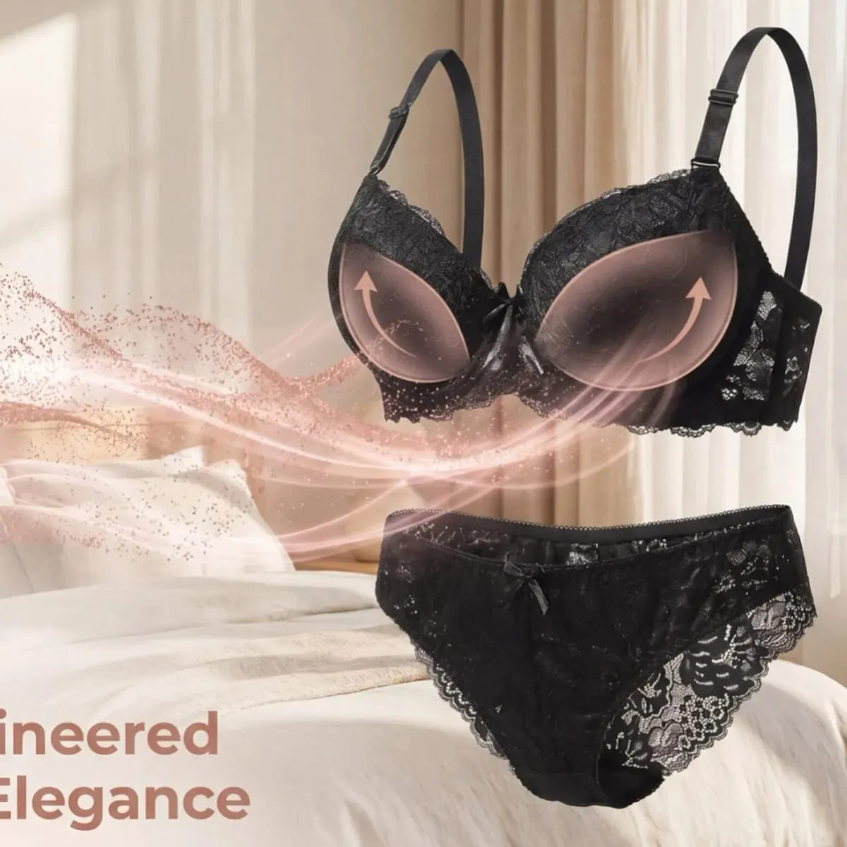 French Style Women Lingerie Set Ultra‑Thin Lace Bra Big Bust Minimizer Anti Sagging Breathable Ladies Underwear Set — image 2