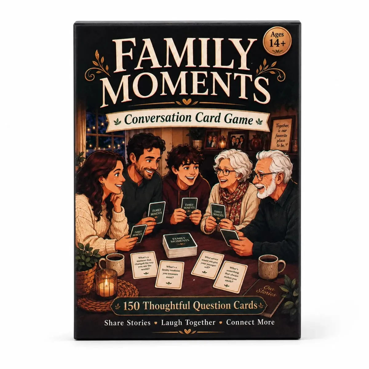 Family Moments Card Game Conversation Starter Cards with Thoughtful Questions for Family Dinners Gatherings Holidays Story Shari