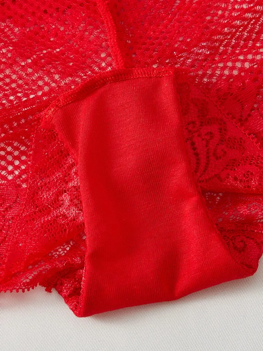 4Set Women Floral Lace Lingerie Set Underwire Push up Bra Breathable Sheer Hollow Panties Ladies Underwear Set
