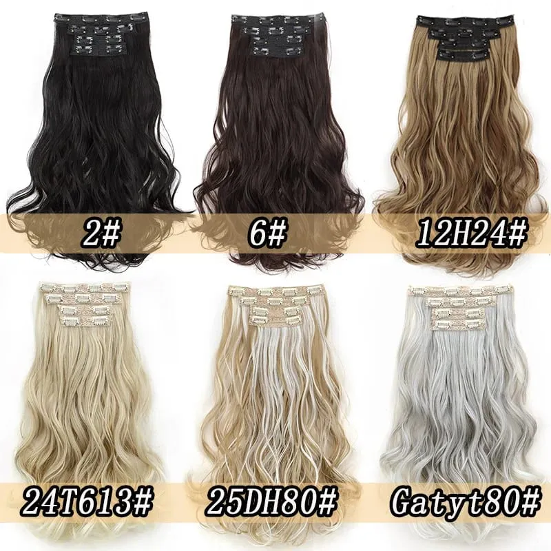 Synthetic 16Inch 11Clips Long Curly Hair Extension Heat Resistant Hair Extension Clips In Ombre Black Brown Blond Women — image 4