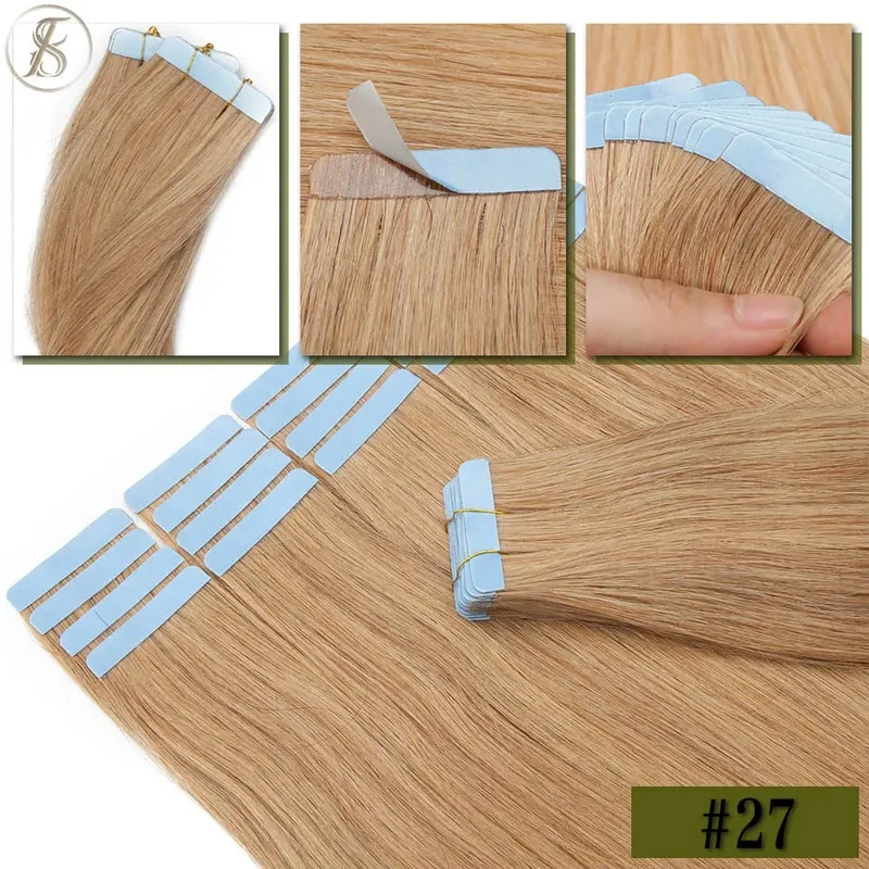 Straight Tape In Hair Extensions 10/20Pcs Real Human Hair Extensions Seamless Invisible Skin Weft Tape In Hair for Women