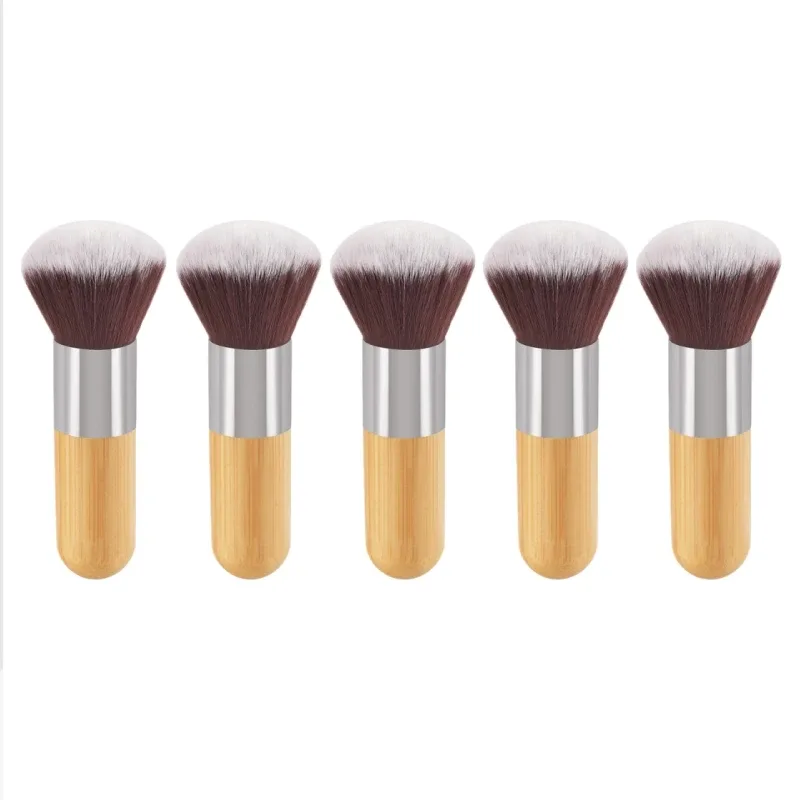 Pincel de maquiagem com alça de bambu, pó solto, blush, contorno, creme de base líquida, profissional, ferramentas de beleza facial