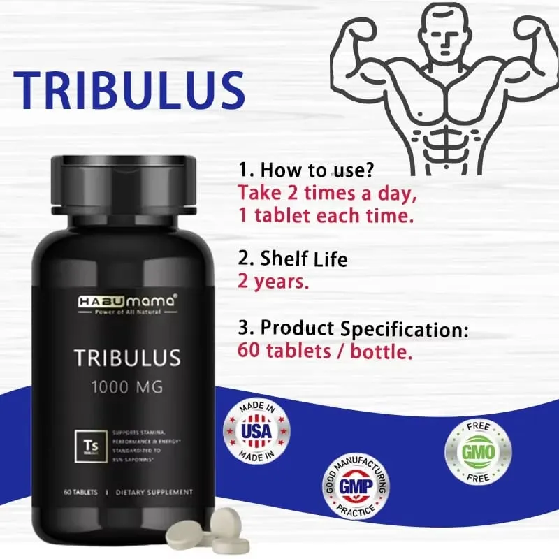 Ανδρικό συμπλήρωμα ενίσχυσης Tribulus Terrestris Pills High Purity που ενισχύει την ενεργειακή αντοχή και ταχεία δράση 60 ταμπλέτες — image 5
