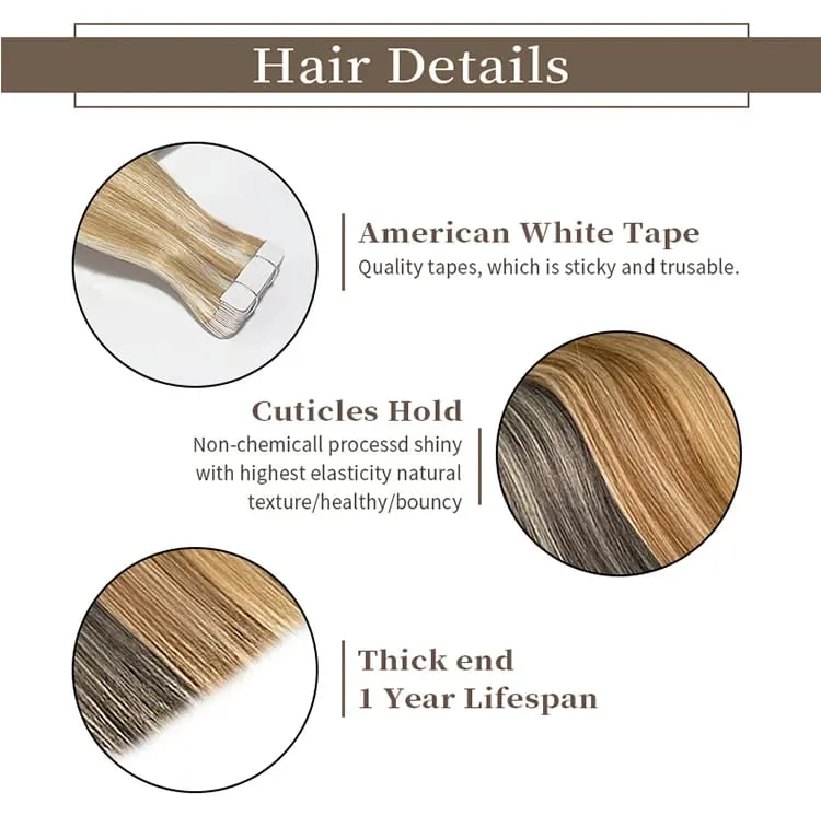 Tape-In Human Hair Extensions Different Colors Straight Hair 18-30 Inch Double Sided Adhesive Remy Hair — image 10