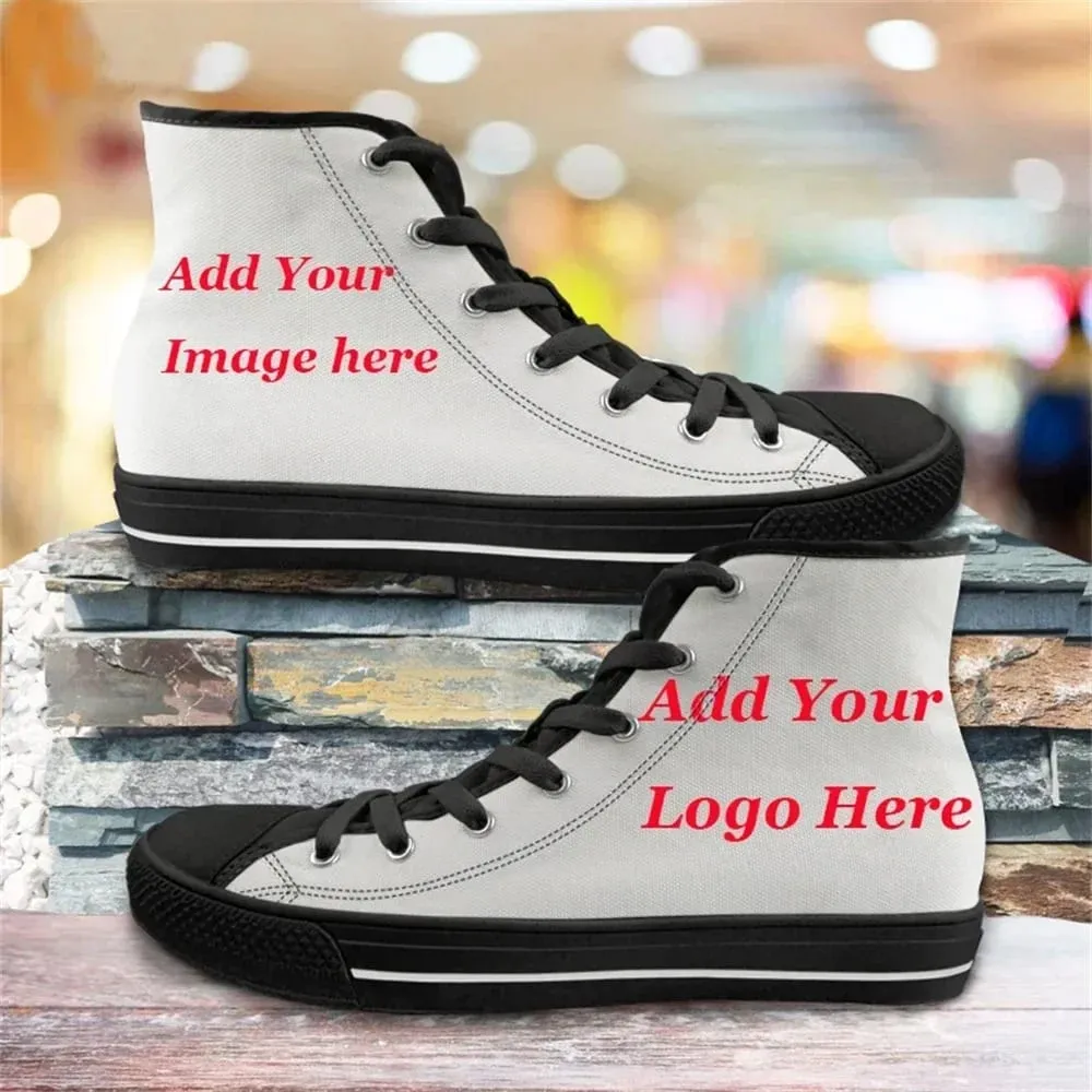 Custom Your Logo Image Text Name Pinted Shoes For Unisex High Top Canvas Shoes Women Free Dropshipping Ladies Sneakers — image 2