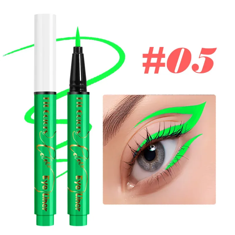 12-color UV Fluorescent Eyeliner Pen Neon UV Reactive Liquid Eyeliner Waterproof Long Lasting Matte Colorful Eye Liner Makeup