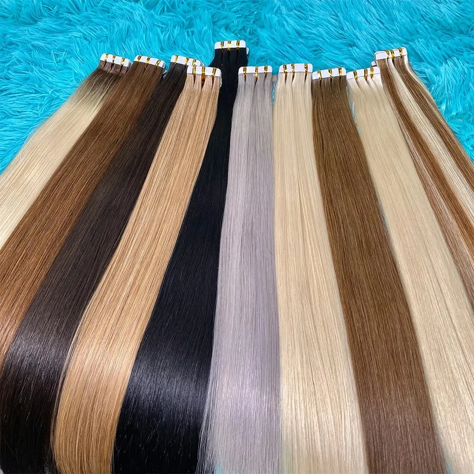 Tape-In Human Hair Extensions Different Colors Straight Hair 18-30 Inch Double Sided Adhesive Remy Hair — image 6
