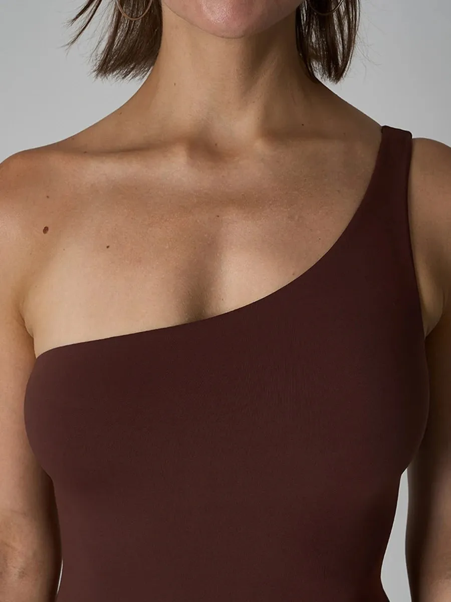 Diagonal Shoulder Jumpsuit Women's Solid High Elasticity Thin Shapewear Bodysuit Female Fashion Streetwear Slim Sports Underwear