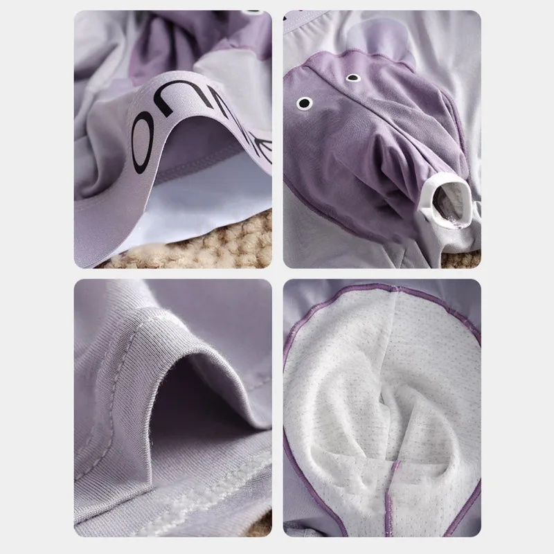 Herren-Boxershorts mit süßem Elefantenmuster, elastisch, mit Buchstaben-Taille, 3D-Beutel, weich, atmungsaktiv, für den täglichen Schlaf, zu Hause, lässig, bequem, Unterwäsche