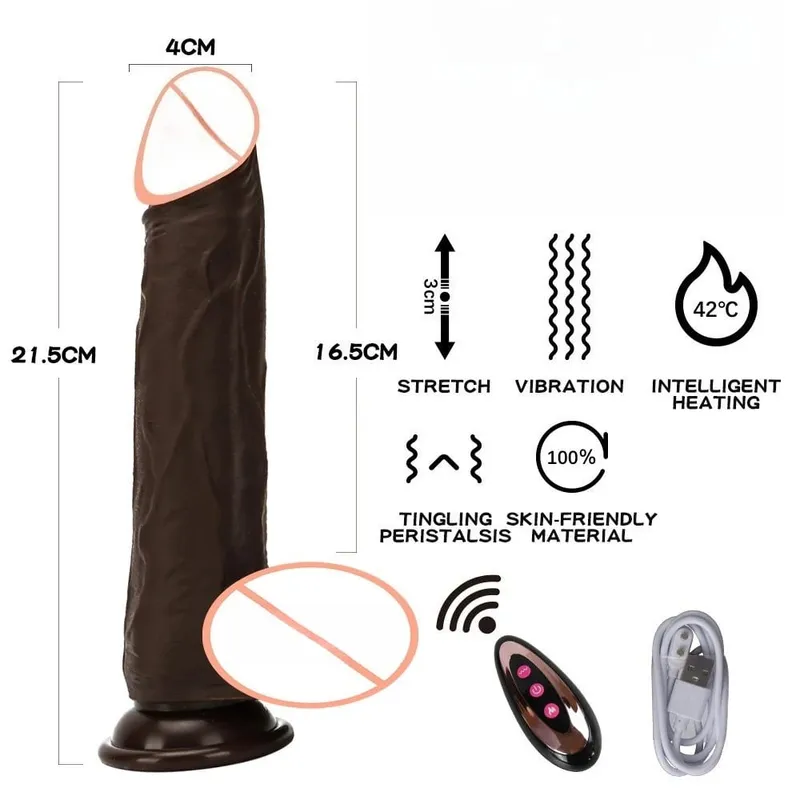 Realistic Dildo Telescopic Vibrating Heating Vibrator Big Penis Penetration Anal Butt Plug G Spot Dick Adult Sex Toys for Women — image 10