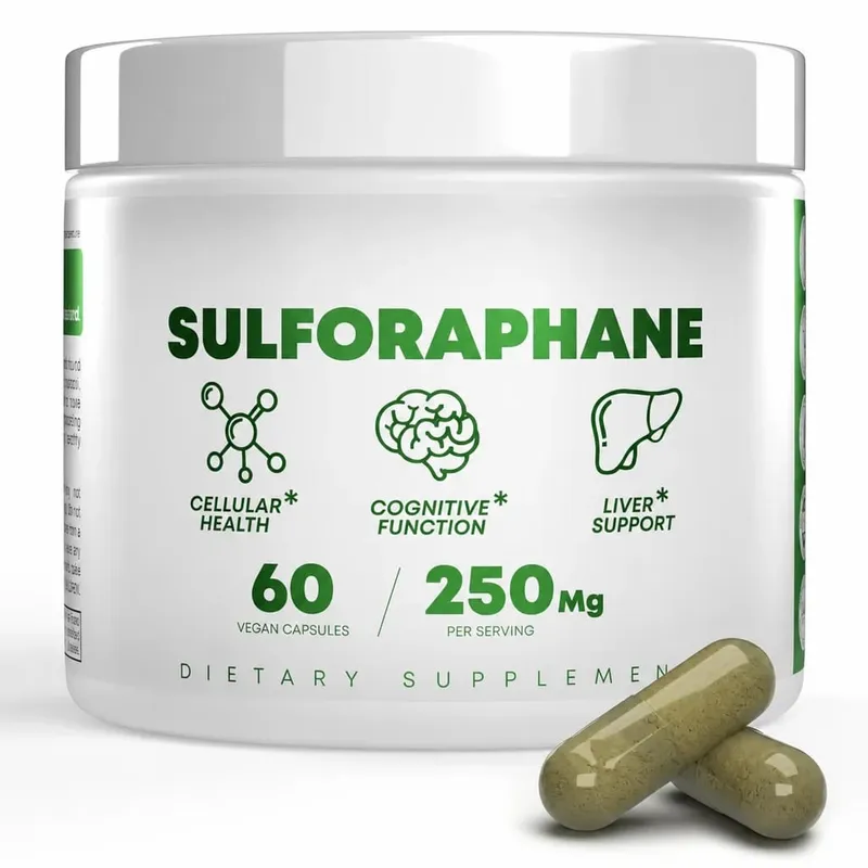 5 000mcg Sulforaphane From Broccoli Seed Extract Vegan Capsules with Myrosinase Immune Support 2-Capsule Serving 60 Count