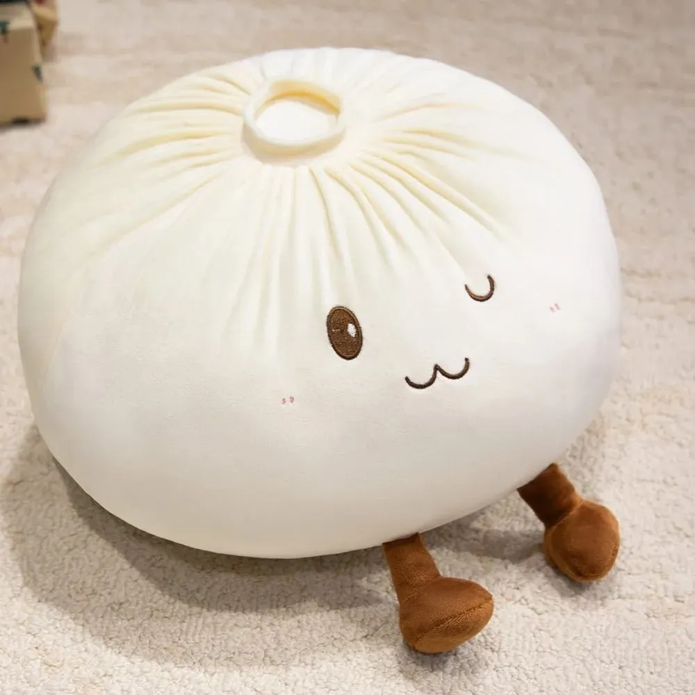 Super Soft Plush Material Steamed Bun Plush Pillow PP Cotton Filled Fluffy Comfortable Dumpling Plush Toy Stress Relief