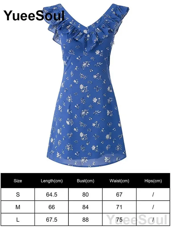 Blue Printed Mini Dress 2026 Summer New Elegant Party Birthday Evening Dresses Y2K Sweet Cute High Street Casual Women Dress — image 17