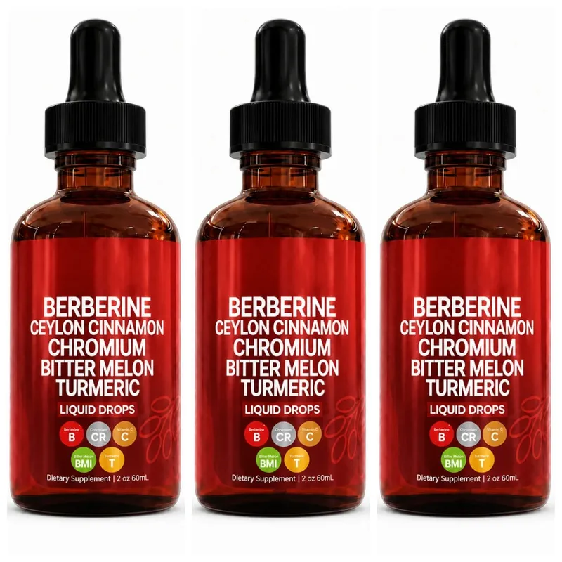 Berberine HCl & Ceylon Cinnamon Liquid Drops with Chromium and Turmeric for Energy Vitality & Metabolism Support 60 mL