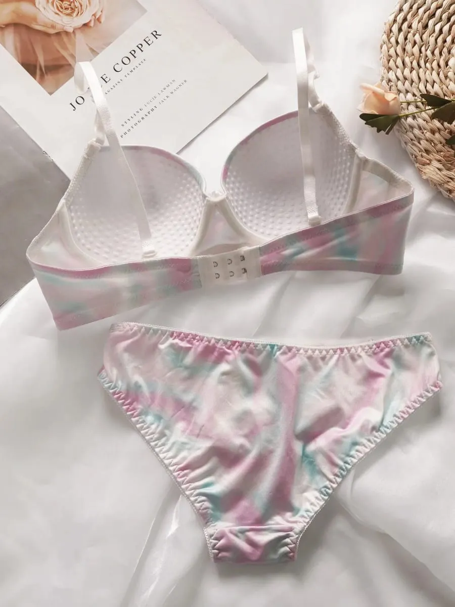 Elegant Women Bustier Corset Tops Printed Embroidery Bra Set Breathable Push Up Adjustable Shape Lingerie 2 Piece Kit — image 2