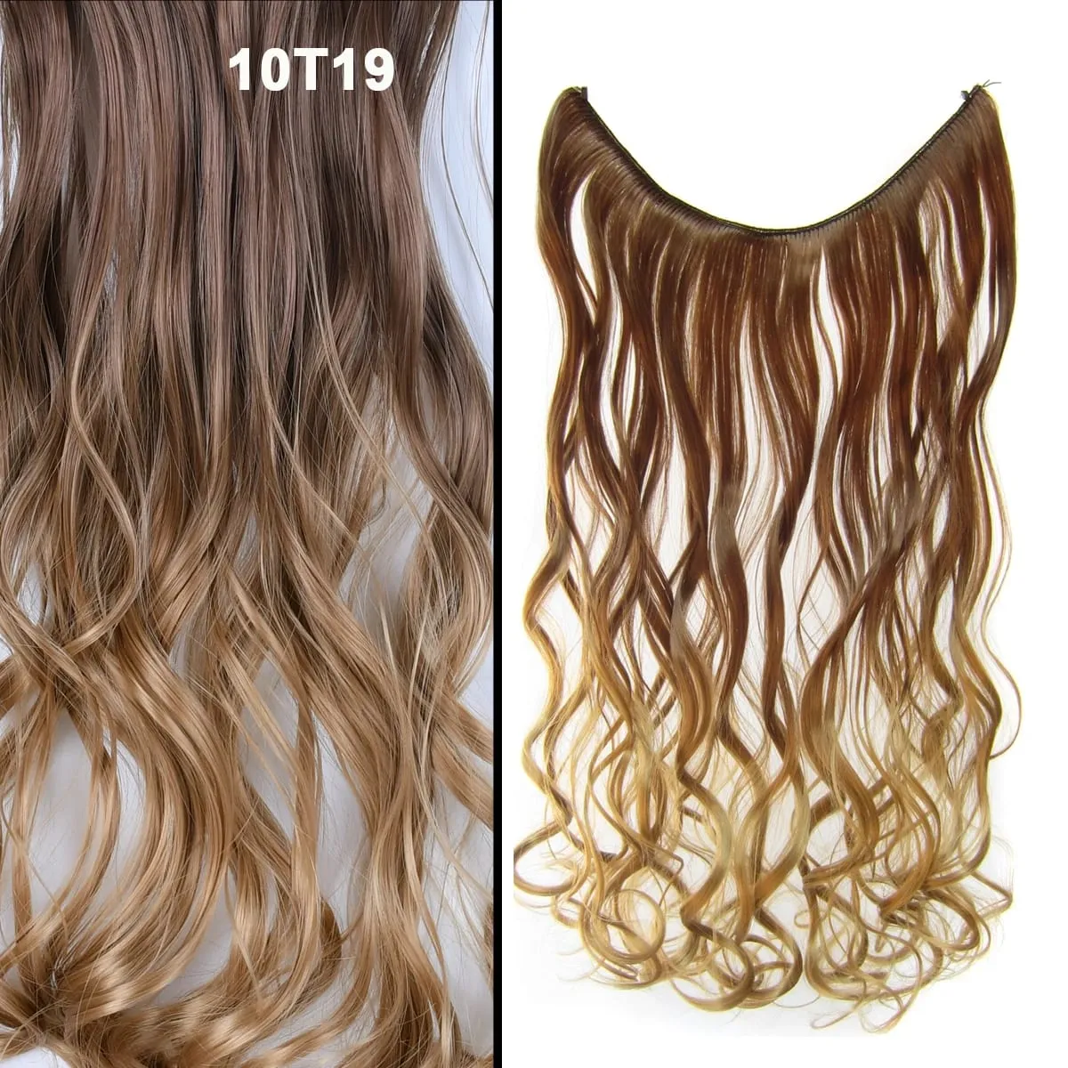 Jeedou Wavy Hair Extension Elasticity Invisible Wire Fish Line One Piece No Clips Synthetic Hairpieces Ombre Color For Ladies