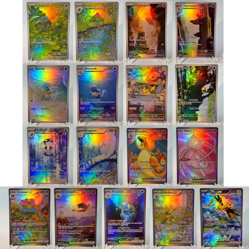 Pokémon 151 PKM Cards PTCG3-D Bulbasaur Squirt Rainbow Gengar ex Holographic Ex GX Rare Collection Battle Toys Gifts for Hobbies — image 5