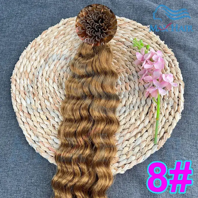 Keratin U Tip deep wave Human Hair Extensions 18-30 Inch Remy Hair Extensions High Quality Remy Human Hair salon Extensions — image 12