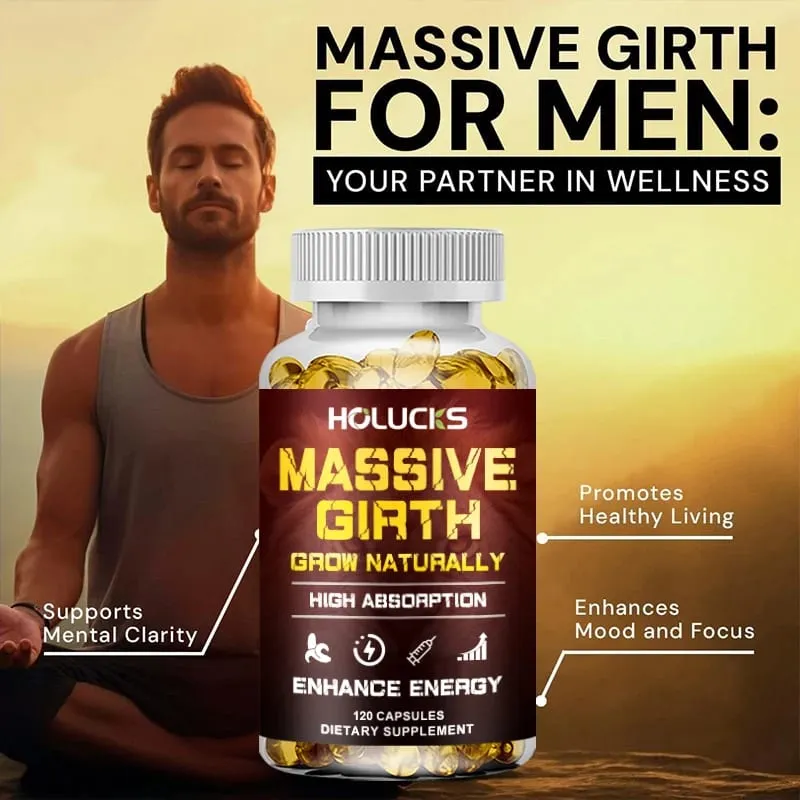 Buy 1 Get 1 Free! Massive Girth Supplement for Enhanced Blood Flow Stamina & Overall Male Performance Overall Wellness Vegan