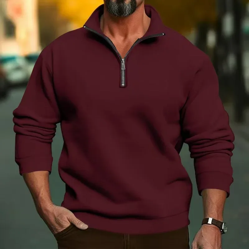 2026 Outdoor Men Zipper Sweatshirts Spring Quarter Zip Pullover Half Zipper Hoodie Men Gym Man Autumn Solid Men Sweatshirt Coat