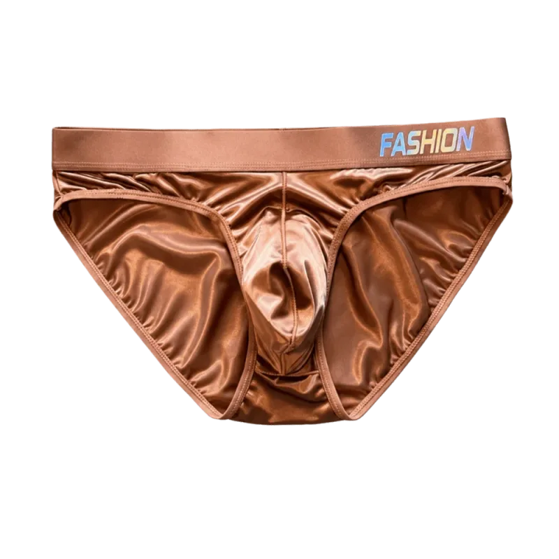 Underwear Men's Triangle Panties Low Waist Ultra Smooth Satin Silky Briefs Lingerie Gradient Letter Glossy Underpants Large Size — image 16