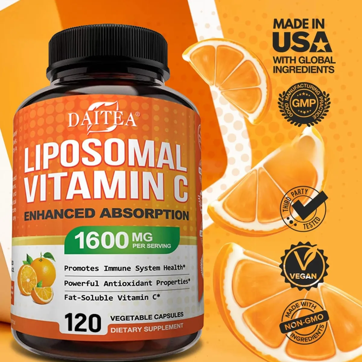 Liposomal Vitamin C 1600 Mg - Highly Absorbable Fat Soluble Vitamin C Antioxidant Supplement Immune System & Collagen Booster — image 1