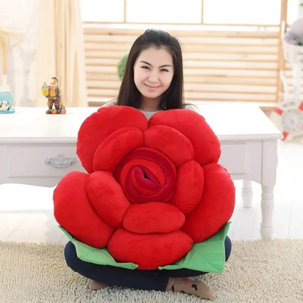 New Large Rose Shaped Pillow Simulated Plush Sofa Flower Cushion Colorful Car Interior Cushion Home Decor