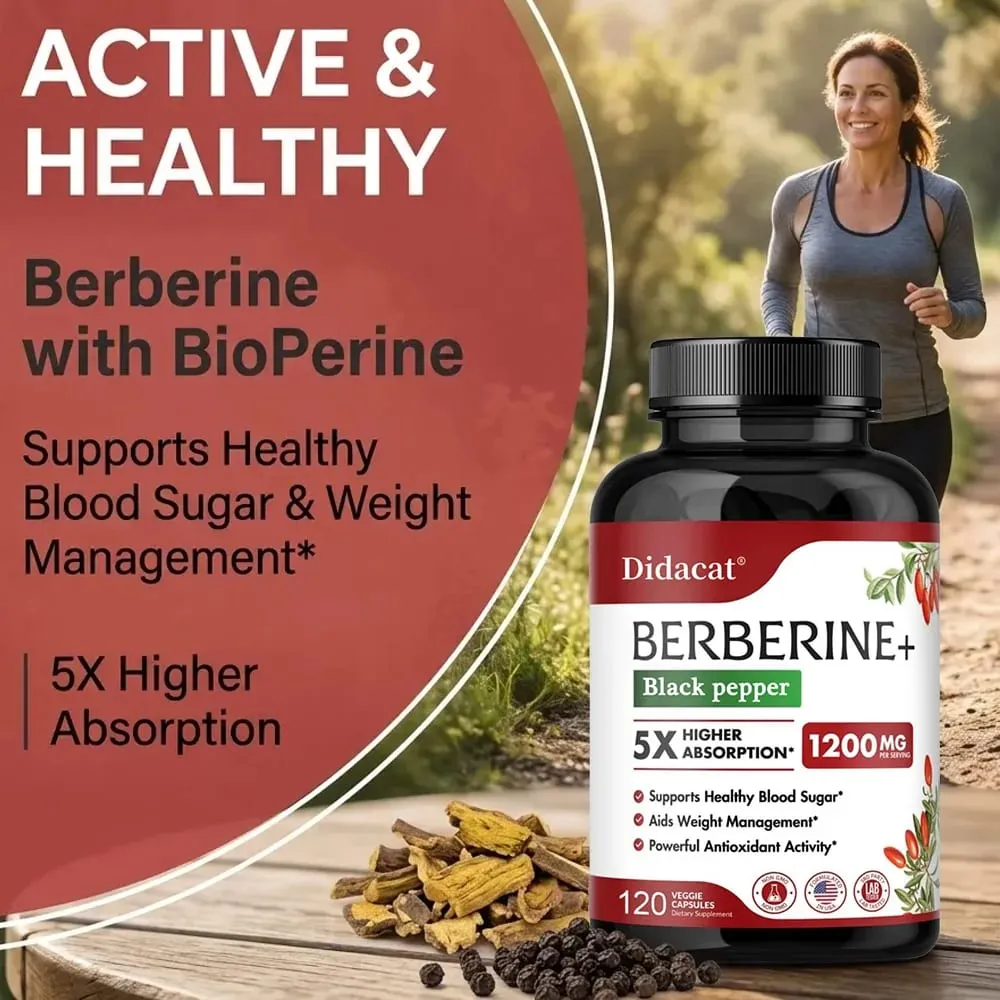 1200 MG Premium Berberine Supplement Capsules Supports Immune System CardiovascularHeart & Gastrointestinal Wellness