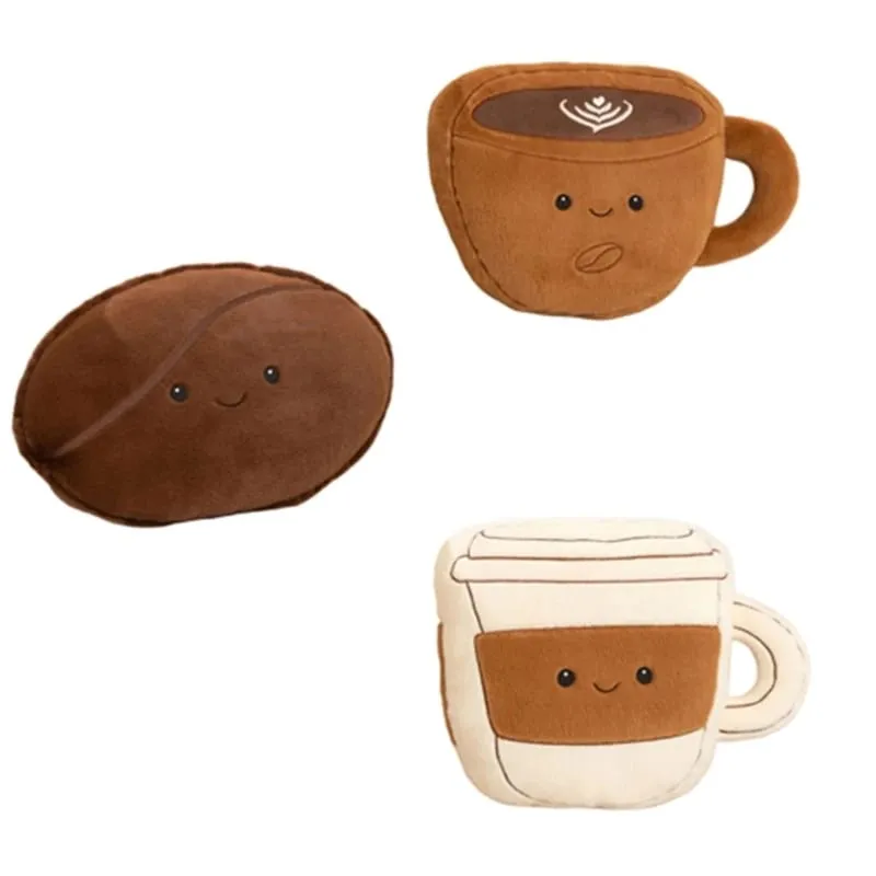 Coffee Bean Plush Pillow Soft Stuffed Doll Back Cushion for Sofa and Lounge Use