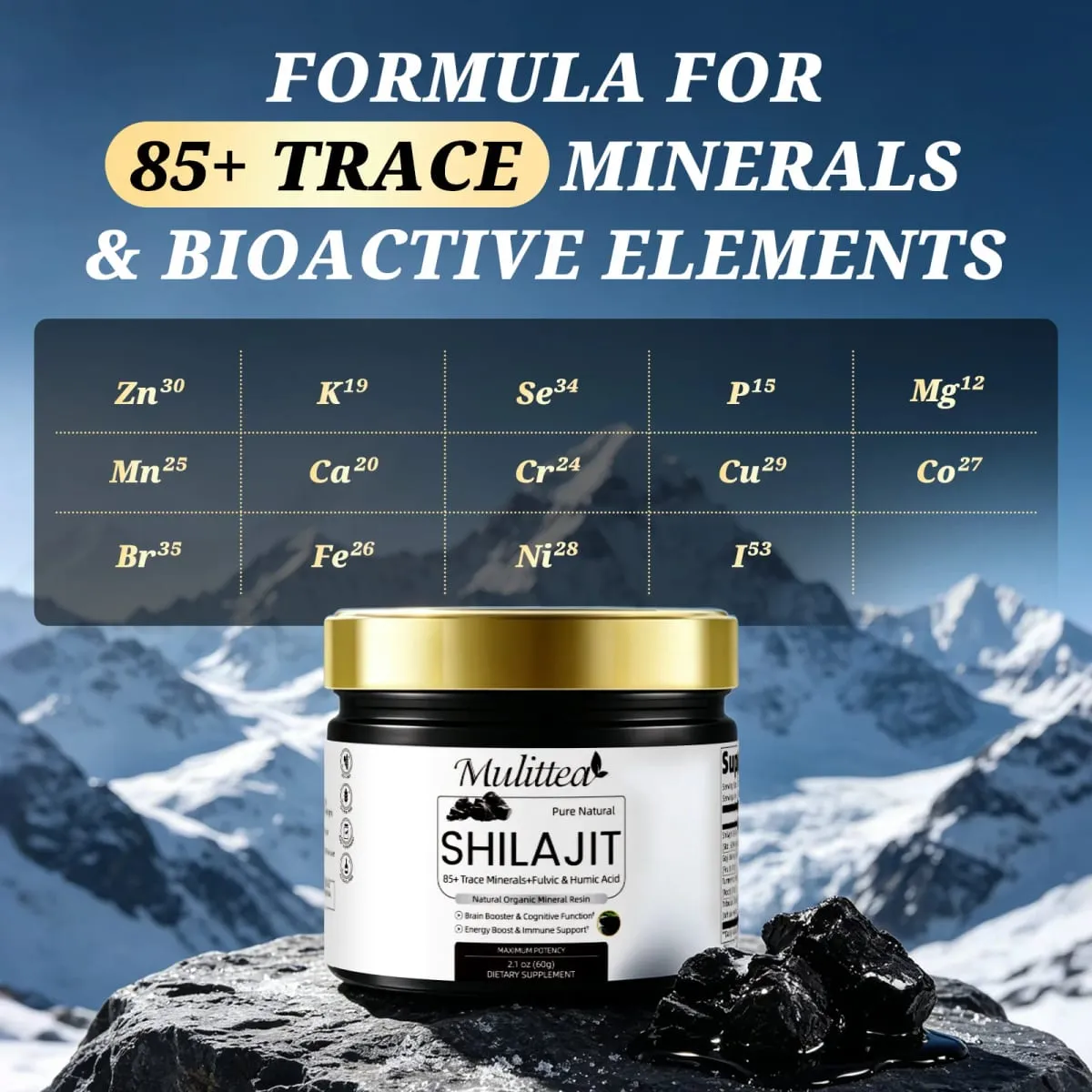 Shilajit Resin Original Dietary Supplement with Fulvic Acid and 85+Trace Minerals