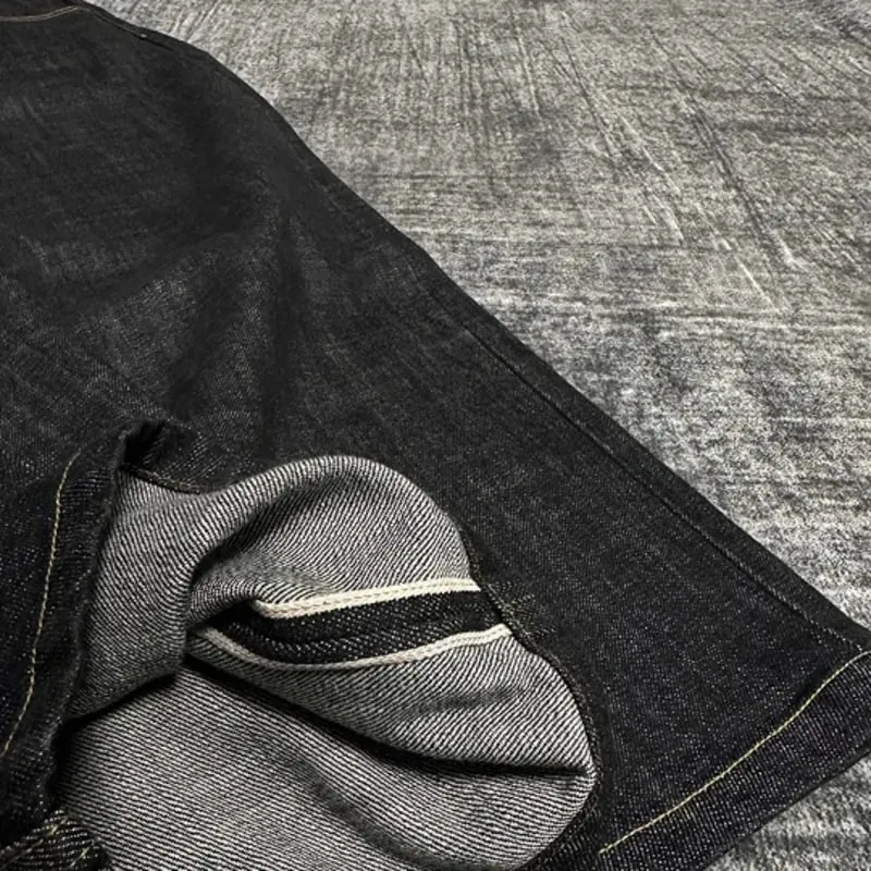 Spring Autumn New Men Tide Chic Ins Vintage Selvedge Narrow Red Edge Raw Denim Pants Straight Wide Leg A-Line Jeans HK19262 — image 5