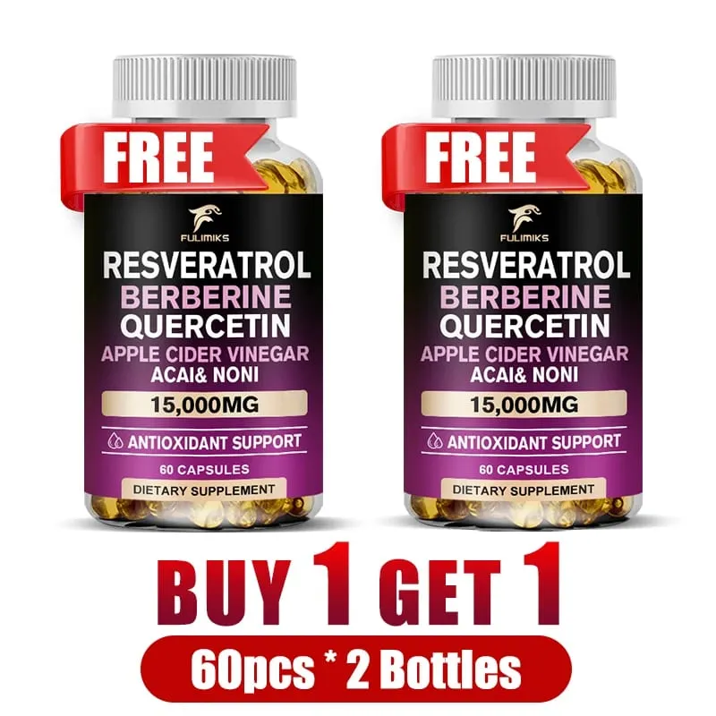 Buy 2 Get 2 Free! Resveratrol Berberine Quercetin Capsules Triple-Action Formula for Blood Sugar Heart Health & Anti-Aging — image 9
