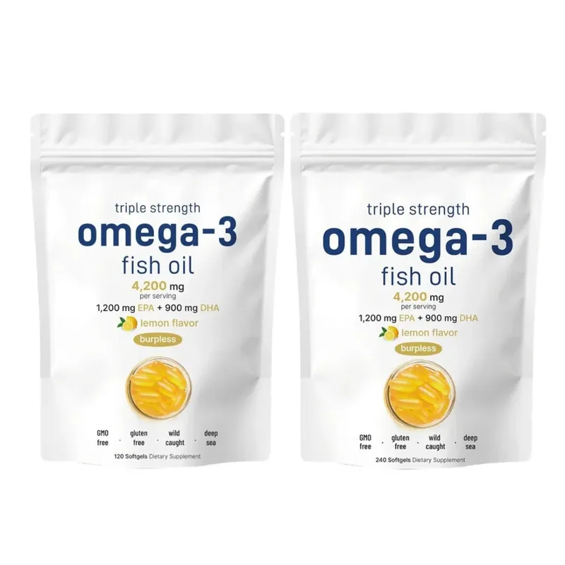 Triple Strength Omega 3 Fish Oil Supplements 4200mg Per Serving 120 Softgels Lemon Flavored Burpless EPA — image 5