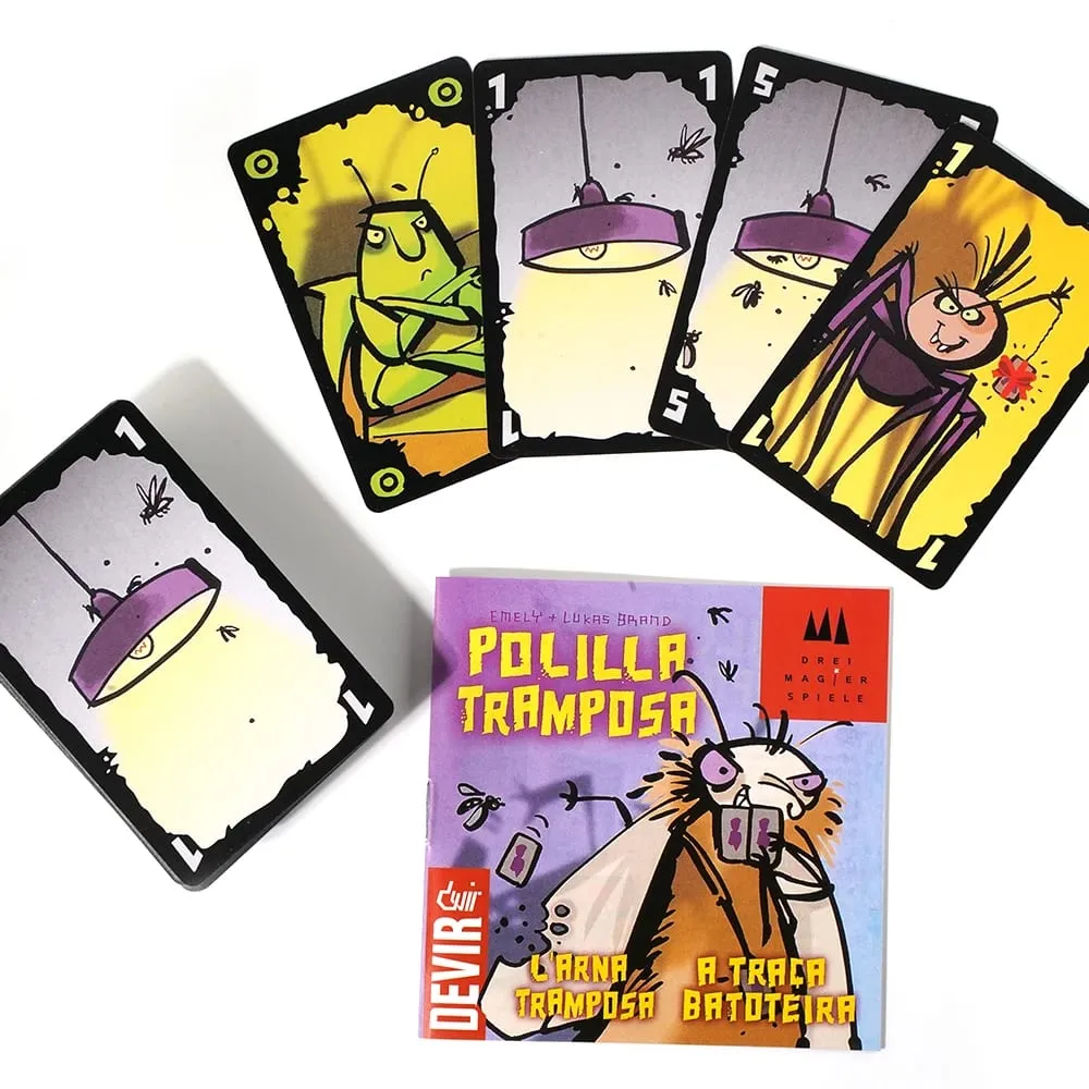 Juego de Cartas Polilla Tramposa Devir Juego de Mesa Familiar Divertido donde se Permite Hacer Trampas para Niños y Adultos