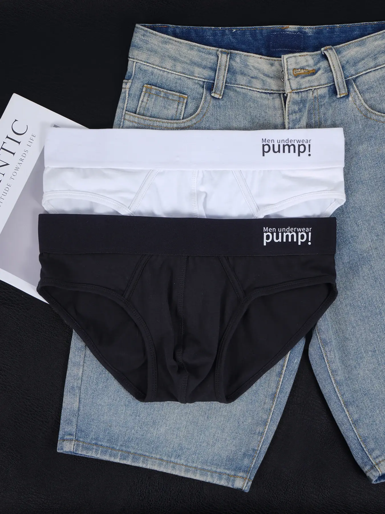 2 PCS Men's Cotton Briefs U Convex Pouch Soft Skin-Friendly Sexy Underwear